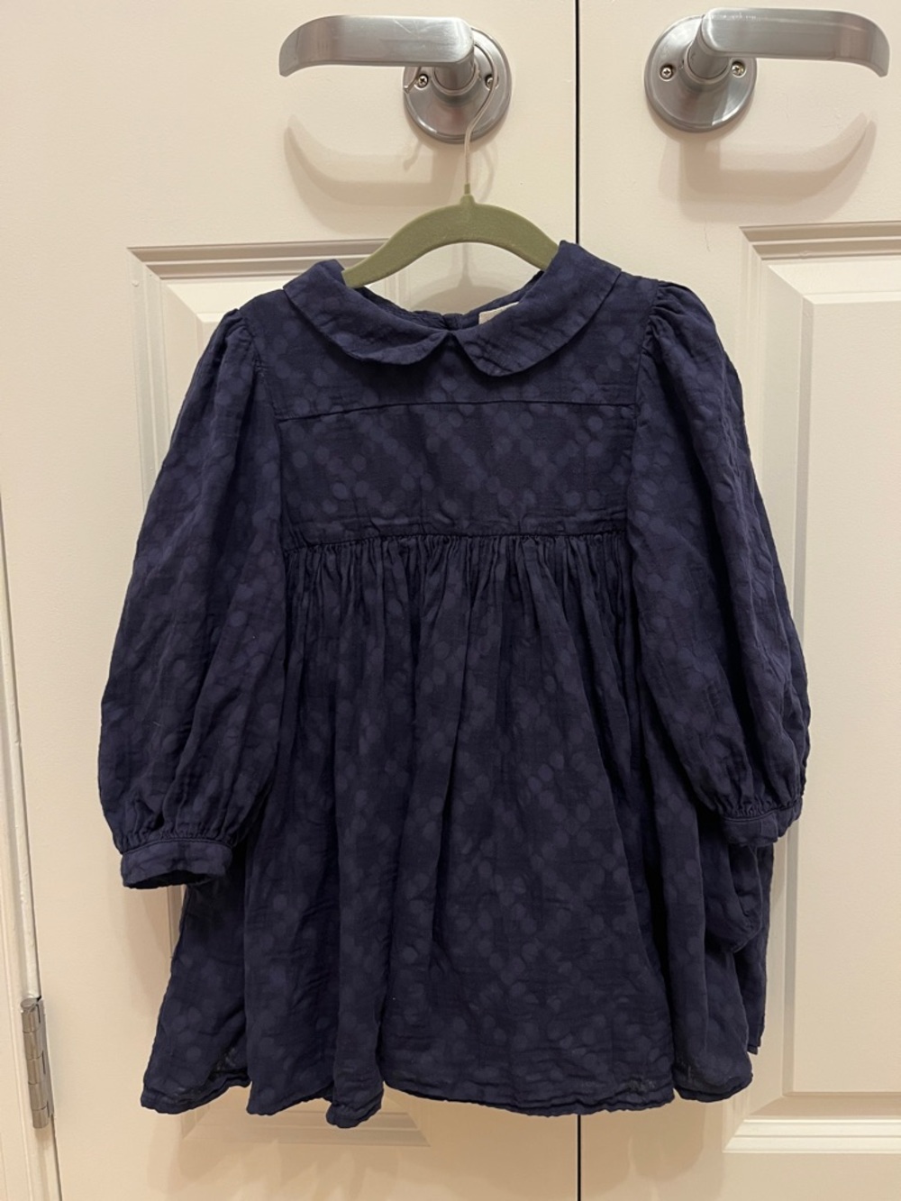Morley 3T Navy Textured Peter Pan Collar Dress